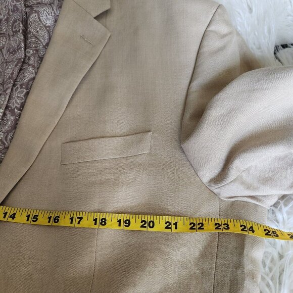 Chaps Blazer Sportcoat Mens‎ Sz 48L Beige Linen Blend 2 Button Center Vent - Picture 6 of 14